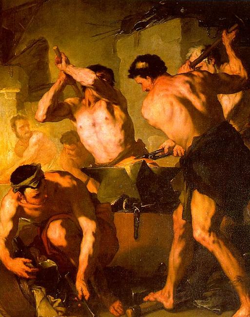  Luca  Giordano The Forge Of Vulcan France oil painting art